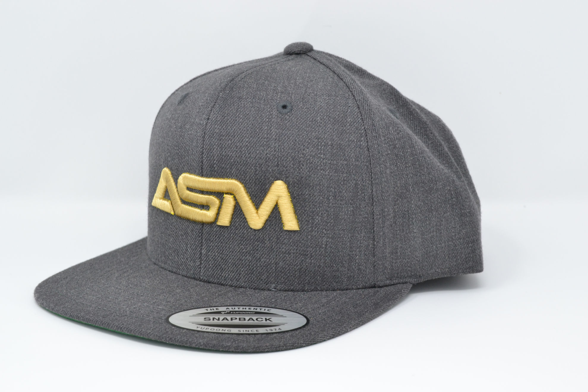 ASM Flat Brim Snapback - Gray w/Gold Logo. ASMotorsports Store
