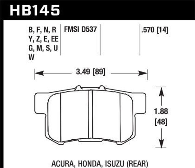 Picture of S2000 DTC-30 Rear Brake Pads HB145W.570
