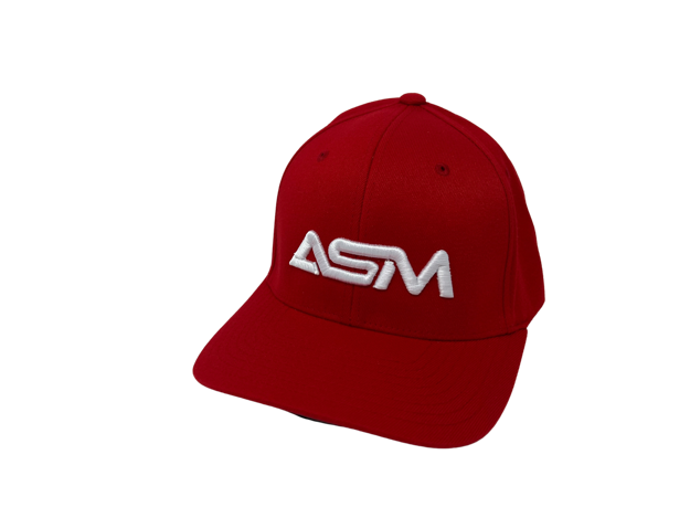 Picture of Flex Fit, Red with large white ASM lettering.  Solid back.