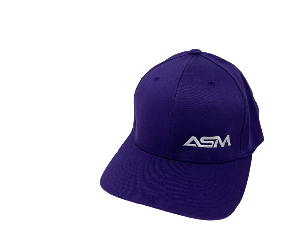 Picture of Flex Fit, Purple with small white ASM lettering, off-center.