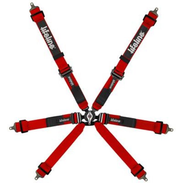 Picture of Copse 6pt FIA 8853:2018 Harness - 2" - Snap Hook or Bolt-In, Pull-Down - Red